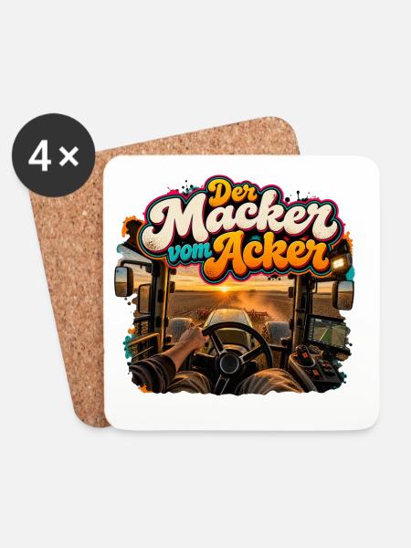 Der Macken vom Ackern - Untersetzer (4er-Set) - Weiß