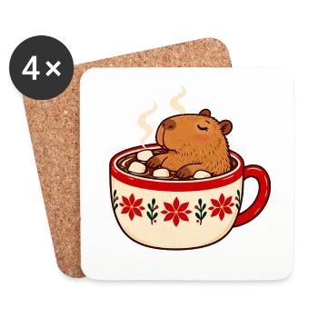 Kuschel-Bär im Kakao-Becher - Untersetzer (4er-Set) - Weiß - Vorne