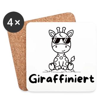 Giraffiniert – Coole Giraffe mit Sonnenbrille - Untersetzer (4er-Set) - Weiß - Vorne