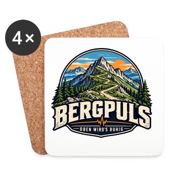 Bergpuls – Oben wird es ruhig - Untersetzer (4er-Set) - Weiß - Vorne