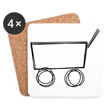 Bollerwagen handgezeichnet - Untersetzer (4er-Set) - Weiß - Vorne