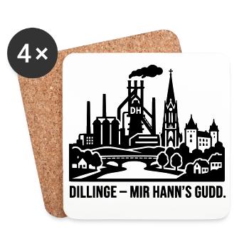 Dillingen Stadt Silhouette Spruch Mir hann's gudd - Untersetzer (4er-Set) - Weiß - Vorne