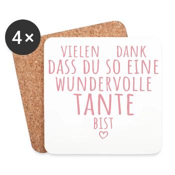 Beste Tante Herz Dankeschön Patentante Geschenk - Untersetzer (4er-Set) - Weiß - Vorne