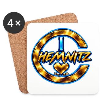 Chemnitz-Heart - Untersetzer (4er-Set) - Weiß - Vorne