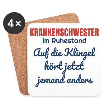 Krankenschwester im Ruhestand – Patientenklingel - Untersetzer (4er-Set) - Weiß - Vorne