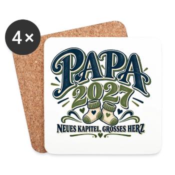 Papa 2027 Neues Kapitel, großes Herz | Werdender  - Untersetzer (4er-Set) - Weiß - Vorne