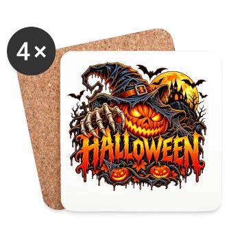 Halloween Kürbis mit Krallen - Untersetzer (4er-Set) - Weiß - Vorne