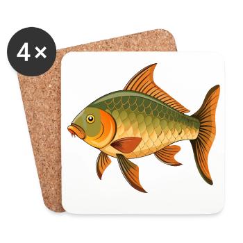 Karpfenfische - Untersetzer (4er-Set) - Weiß - Vorne