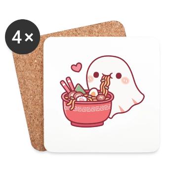 Der süße Geist liebt es, japanische Ramen-Nudeln zu essen - Untersetzer (4er-Set) - Weiß - Vorne