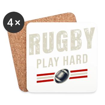 Rugby Spiel hart | Passion Oval Ball - Untersetzer (4er-Set) - Weiß - Vorne