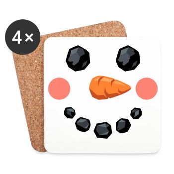 Lächelndes Schneemann Gesicht - Untersetzer (4er-Set) - Weiß - Vorne