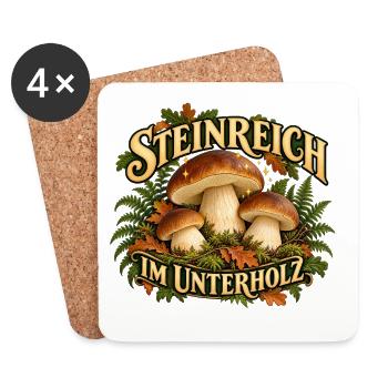 Steinreich im Unterholz Pilzsammler - Untersetzer (4er-Set) - Weiß - Vorne