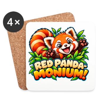 Red Panda-monium! - Niedlicher und lustiger Red Panda - Untersetzer (4er-Set) - Weiß - Vorne