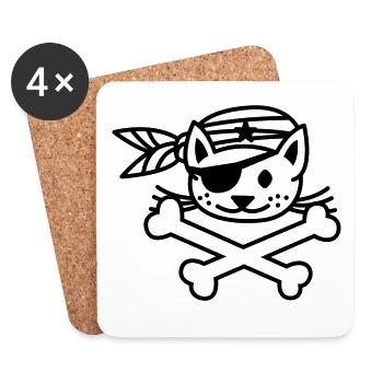 pirate kitty - Untersetzer (4er-Set) - Weiß - Vorne