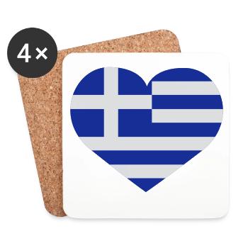 Love Griechenland | Herz | Heart - Coasters (set of 4) - white - Front