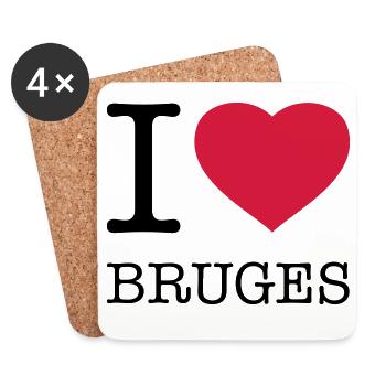 I LOVE BRUGES Brügge - Untersetzer (4er-Set) - Weiß - Vorne