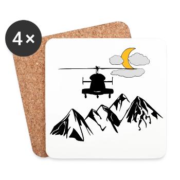 Hubschrauber - Untersetzer (4er-Set) - Weiß - Vorne