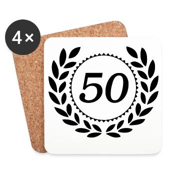 50.Geburtstag ,50 Jahre Jubiläum Lorbeerkranz (25) - Untersetzer (4er-Set) - Weiß - Vorne