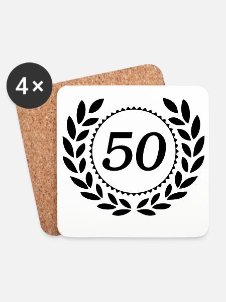 50.Geburtstag ,50 Jahre Jubiläum Lorbeerkranz (25) - Untersetzer (4er-Set) - Weiß