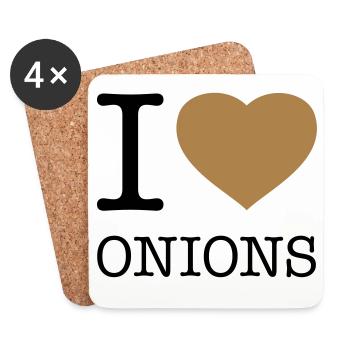 I LOVE ONIONS Zwiebeln - Untersetzer (4er-Set) - Weiß - Vorne