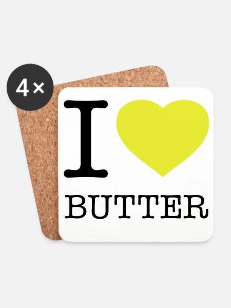 I LOVE BUTTER - Untersetzer (4er-Set) - Weiß