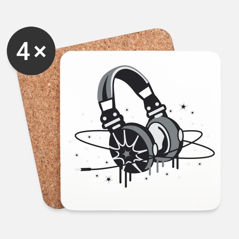 Musik Kopfhörer Design Planet und Sterne - Untersetzer (4er-Set) - Weiß