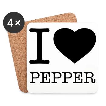 I LOVE PEPPER Pfeffer - Coasters (set of 4) - white - Front