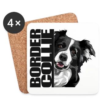 BORDER COLLIE DA Wilsigns Hundemotiv Hütehund - Untersetzer (4er-Set) - Weiß - Vorne