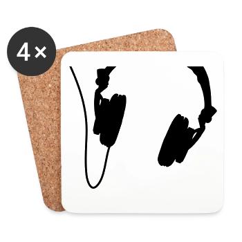 headphones_vector - Dessous de verre (lot de 4) - blanc - Devant