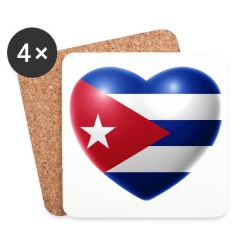 Herz (Kuba / Cuba) - Untersetzer (4er-Set) - Weiß - Vorne