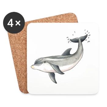 Baby dolphin - Baby dolphin design - Baby dauphin - Coasters (set of 4) - white - Front
