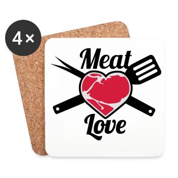 Meat Love - Untersetzer (4er-Set) - Weiß - Vorne