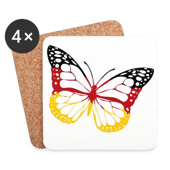 Butterfly Germany Black Red Gold Banner - Coasters (set of 4) - white - Front