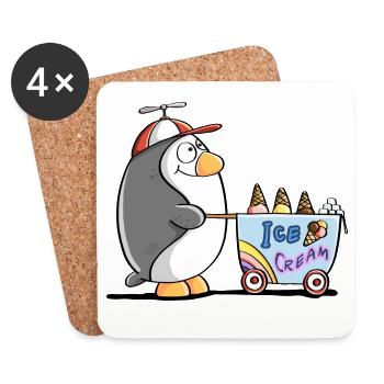 Pinguin Als Eisverkäufer - Eis - Coasters (set of 4) - white - Front