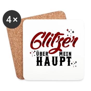Glitzer über mein Haupt (Rot/Schwarz) - Untersetzer (4er-Set) - Weiß - Vorne