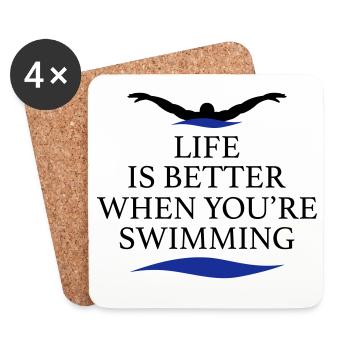 Schwimmen - Untersetzer (4er-Set) - Weiß - Vorne