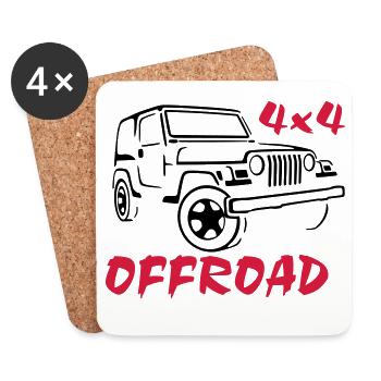 4x4 Offroad Jeep T-Shirt - Untersetzer (4er-Set) - Weiß - Vorne