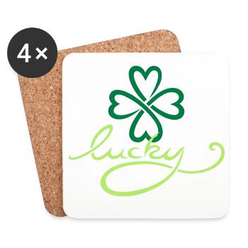 St Patricks Day Lucky Yoga Wellness Tattoo - Untersetzer (4er-Set) - Weiß - Vorne