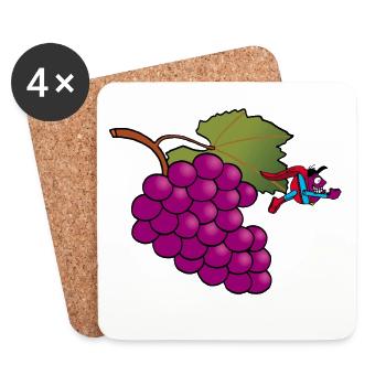 Raisin super héros ! - Dessous de verre (lot de 4) - blanc - Devant