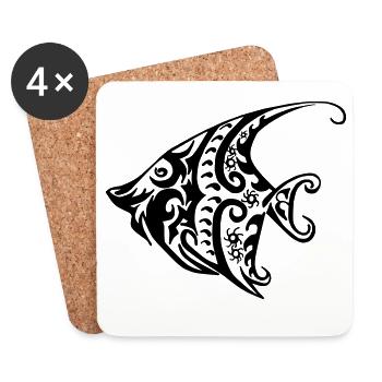 Poisson Tribal - Dessous de verre (lot de 4) - blanc - Devant