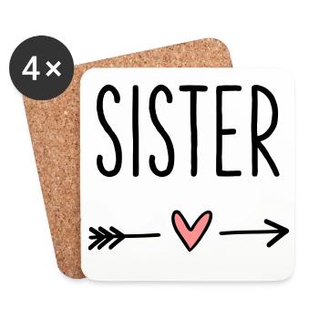 Sister Heart Arrow Dear Friend Gift - Coasters (set of 4) - white - Front