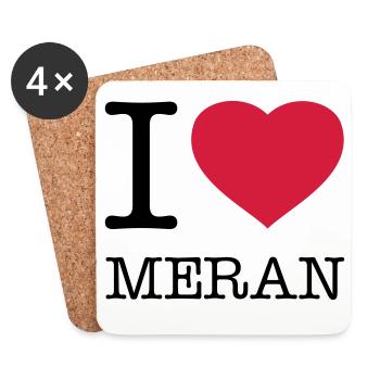 I LOVE MERAN - Untersetzer (4er-Set) - Weiß - Vorne