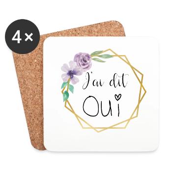 Motif floral sophistiquée pour occasion spéciale - Dessous de verre (lot de 4) - blanc - Devant