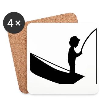 Un garçon avec une pêche - Dessous de verre (lot de 4) - blanc - Devant