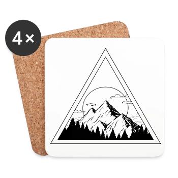 Berge - Untersetzer (4er-Set) - Weiß - Vorne