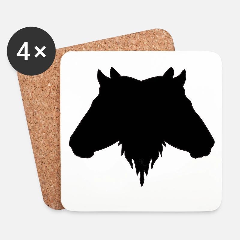 Double head black - Coasters (set of 4) - white