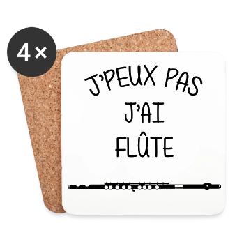 Flûte / Flute / Musique / Musicien / Flutiste - Dessous de verre (lot de 4) - blanc - Devant