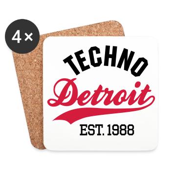 Techno Detroit est.1988 - Dessous de verre (lot de 4) - blanc - Devant