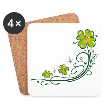 St. Patricks Day. Trèfle à quatre feuilles. - Dessous de verre (lot de 4) - blanc - Devant