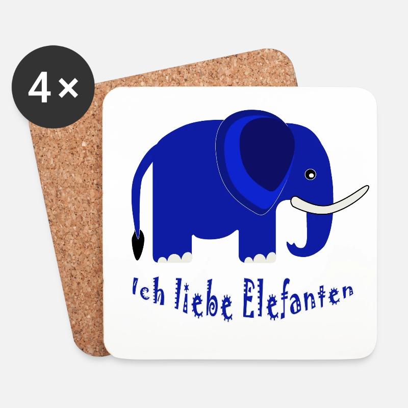 Blauer Elefant Ich liebe Elefanten - Untersetzer (4er-Set) - Weiß